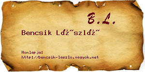 Bencsik László névjegykártya